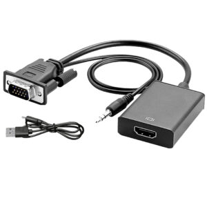 VCOM Cable VGA a HDMI con alimentación USB y audio, salida de fuente VGA de PC de 1080p a 60 Hz